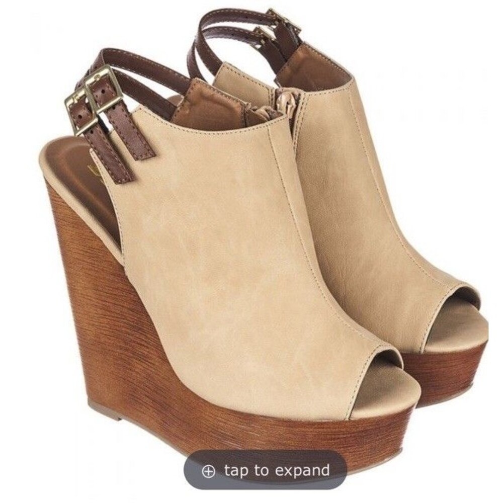 SODA SHOES WOMEN'S WEDGE HEEL REHAN-H,beige Size8 - Picture 2 of 14